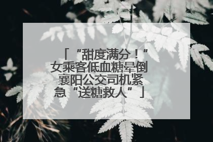 “甜度满分！”女乘客低血糖晕倒 襄阳公交司机紧急“送糖救人”