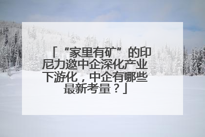 “家里有矿”的印尼力邀中企深化产业下游化，中企有哪些最新考量？