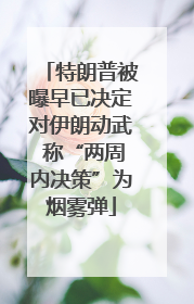 特朗普被曝早已决定对伊朗动武 称“两周内决策”为烟雾弹