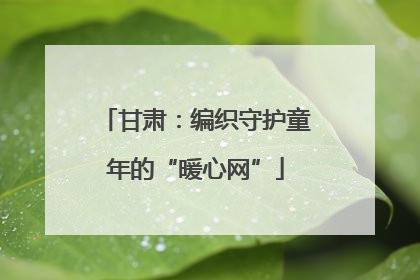 甘肃：编织守护童年的“暖心网”