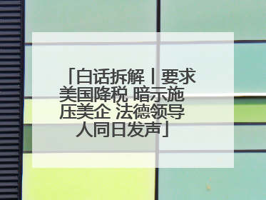 白话拆解丨要求美国降税 暗示施压美企 法德领导人同日发声