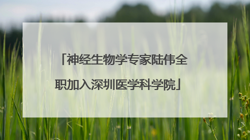 神经生物学专家陆伟全职加入深圳医学科学院