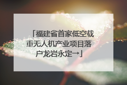 福建省首家低空载重无人机产业项目落户龙岩永定→