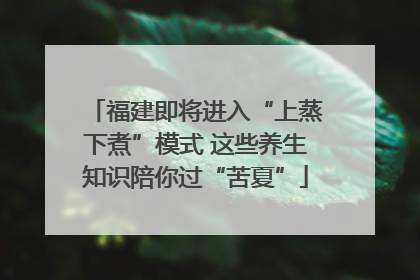 福建即将进入“上蒸下煮”模式 这些养生知识陪你过“苦夏”