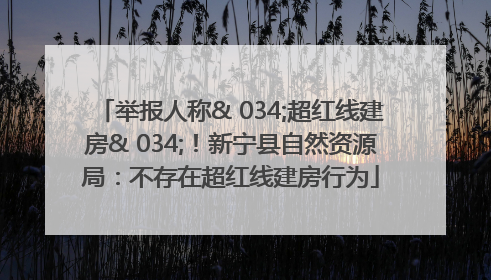 举报人称& 034;超红线建房& 034;！新宁县自然资源局：不存在超红线建房行为