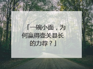 一碗小面，为何赢得壶关县长的力荐？