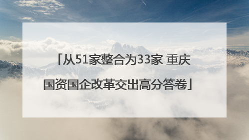 从51家整合为33家 重庆国资国企改革交出高分答卷