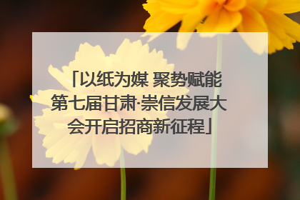 以纸为媒 聚势赋能 第七届甘肃·崇信发展大会开启招商新征程