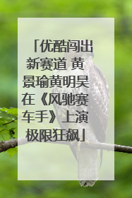 优酷闯出新赛道 黄景瑜黄明昊在《风驰赛车手》上演极限狂飙