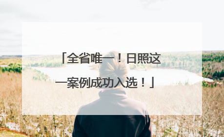 全省唯一！日照这一案例成功入选！