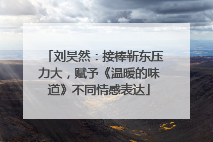 刘昊然：接棒靳东压力大，赋予《温暖的味道》不同情感表达