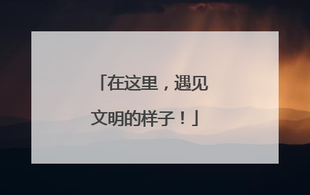 在这里，遇见文明的样子！