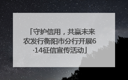 守护信用，共赢未来 农发行衡阳市分行开展6·14征信宣传活动