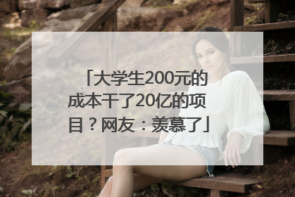 大学生200元的成本干了20亿的项目？网友：羡慕了