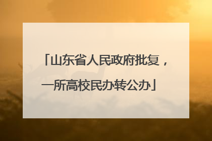 山东省人民政府批复，一所高校民办转公办