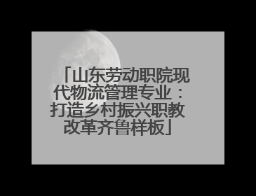 山东劳动职院现代物流管理专业：打造乡村振兴职教改革齐鲁样板