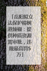 岳阳拟立法保护樟树港辣椒：提供种质资源需审批，违规最高罚5万