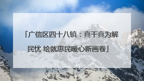 广信区四十八镇：真干真为解民忧 绘就惠民暖心新画卷