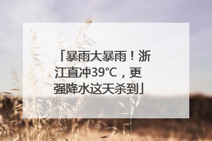 暴雨大暴雨！浙江直冲39℃，更强降水这天杀到