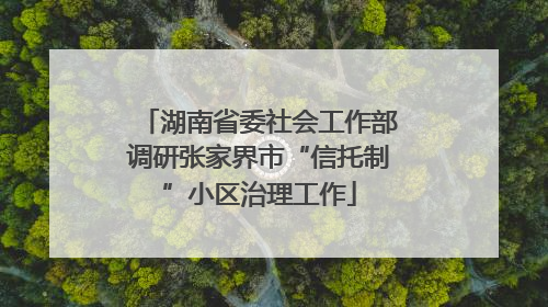 湖南省委社会工作部调研张家界市“信托制”小区治理工作