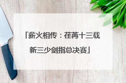 薪火相传：荏苒十三载 新三少剑指总决赛