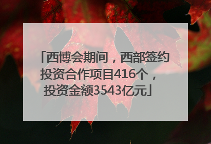 西博会期间，西部签约投资合作项目416个，投资金额3543亿元