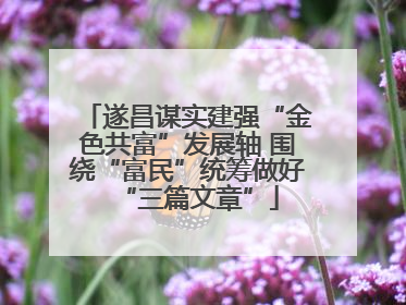遂昌谋实建强“金色共富”发展轴 围绕“富民”统筹做好“三篇文章”