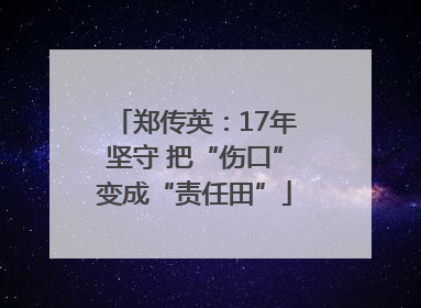 郑传英：17年坚守 把“伤口”变成“责任田”