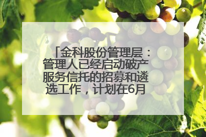 金科股份管理层：管理人已经启动破产服务信托的招募和遴选工作，计划在6月初召开评审会