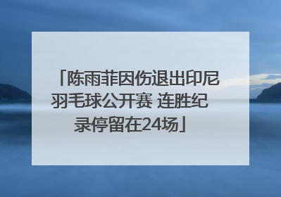 陈雨菲因伤退出印尼羽毛球公开赛 连胜纪录停留在24场
