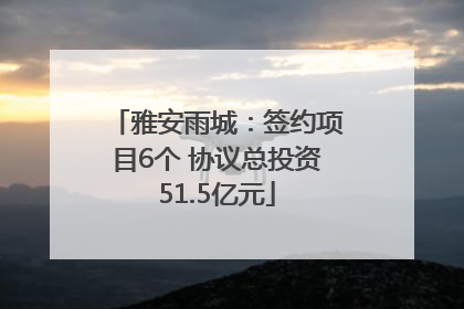 雅安雨城：签约项目6个 协议总投资51.5亿元