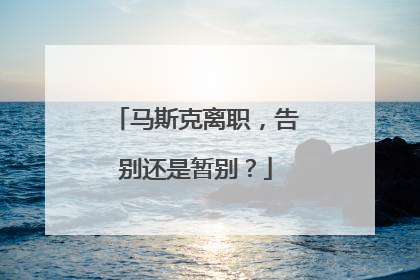 马斯克离职，告别还是暂别？