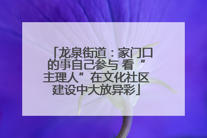 龙泉街道：家门口的事自己参与 看“主理人”在文化社区建设中大放异彩