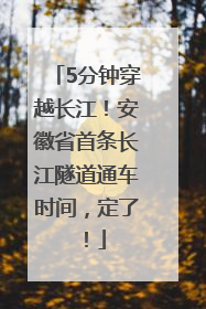 5分钟穿越长江！安徽省首条长江隧道通车时间，定了！