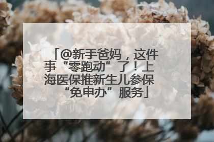 @新手爸妈，这件事“零跑动”了！上海医保推新生儿参保“免申办”服务